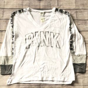 PINK Silver/White Long Sleeve
